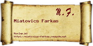 Miatovics Farkas névjegykártya